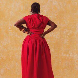 Adesuwa Ruched Cotton Long Dress - Kai Collective